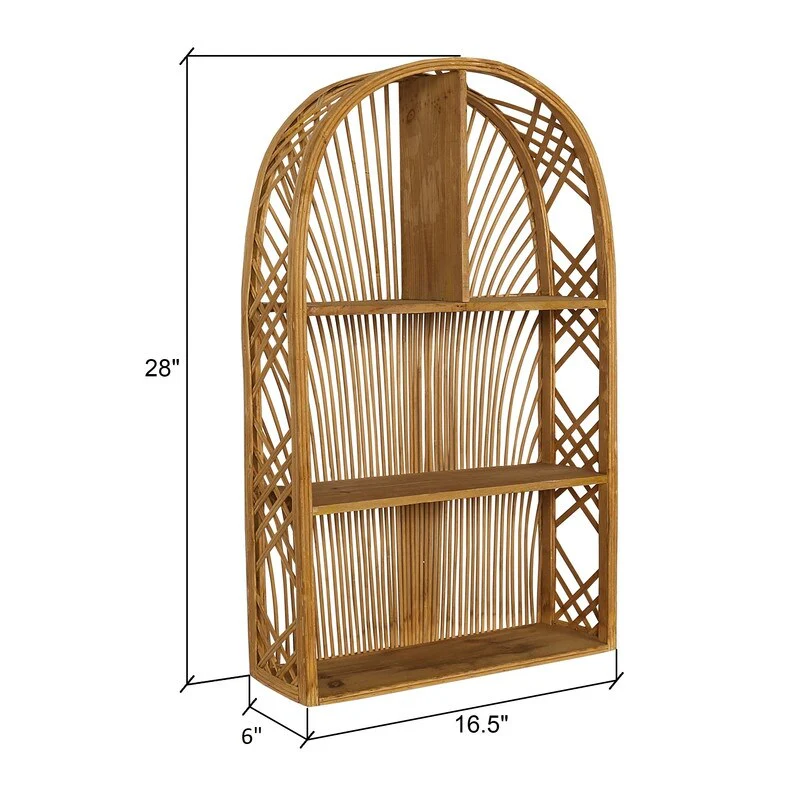 Harmony Arch Rattan Boho Tiered Wall Shelf - 28