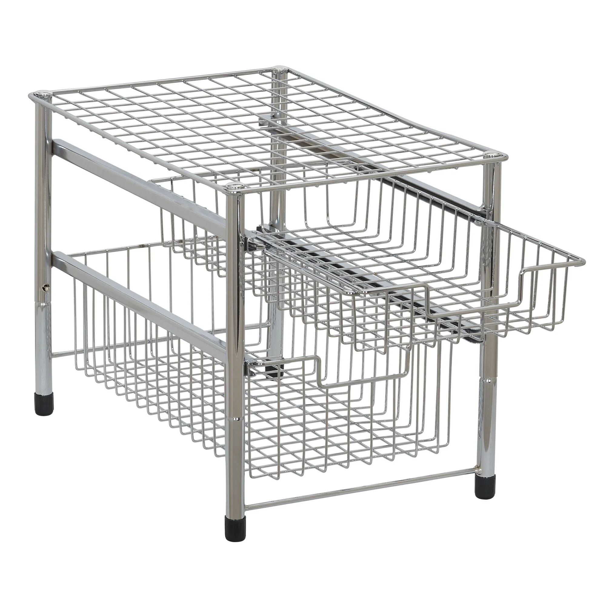 Household Essentials Silver Free Standing Double Pull Out Cabinet Organizer Shelf