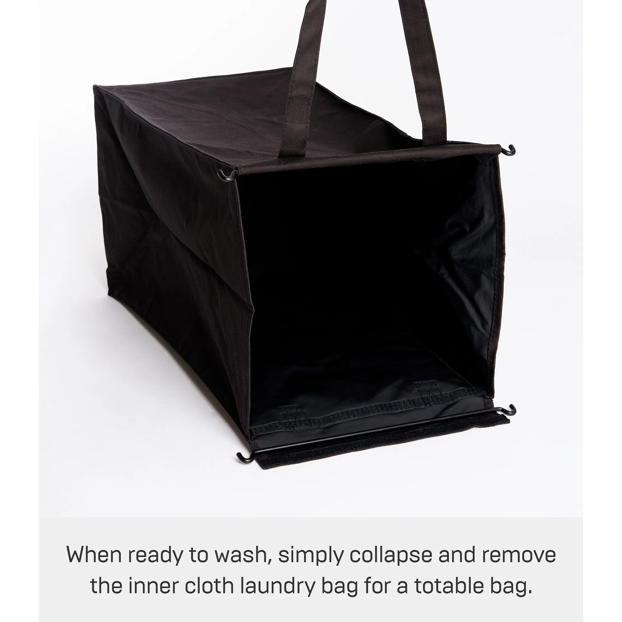 Yamazaki Home Laundry Hamper with Cotton Liner - Two Sizes, Steel and Cotton, Small, 12 gallons, 45 liters, Collapsible