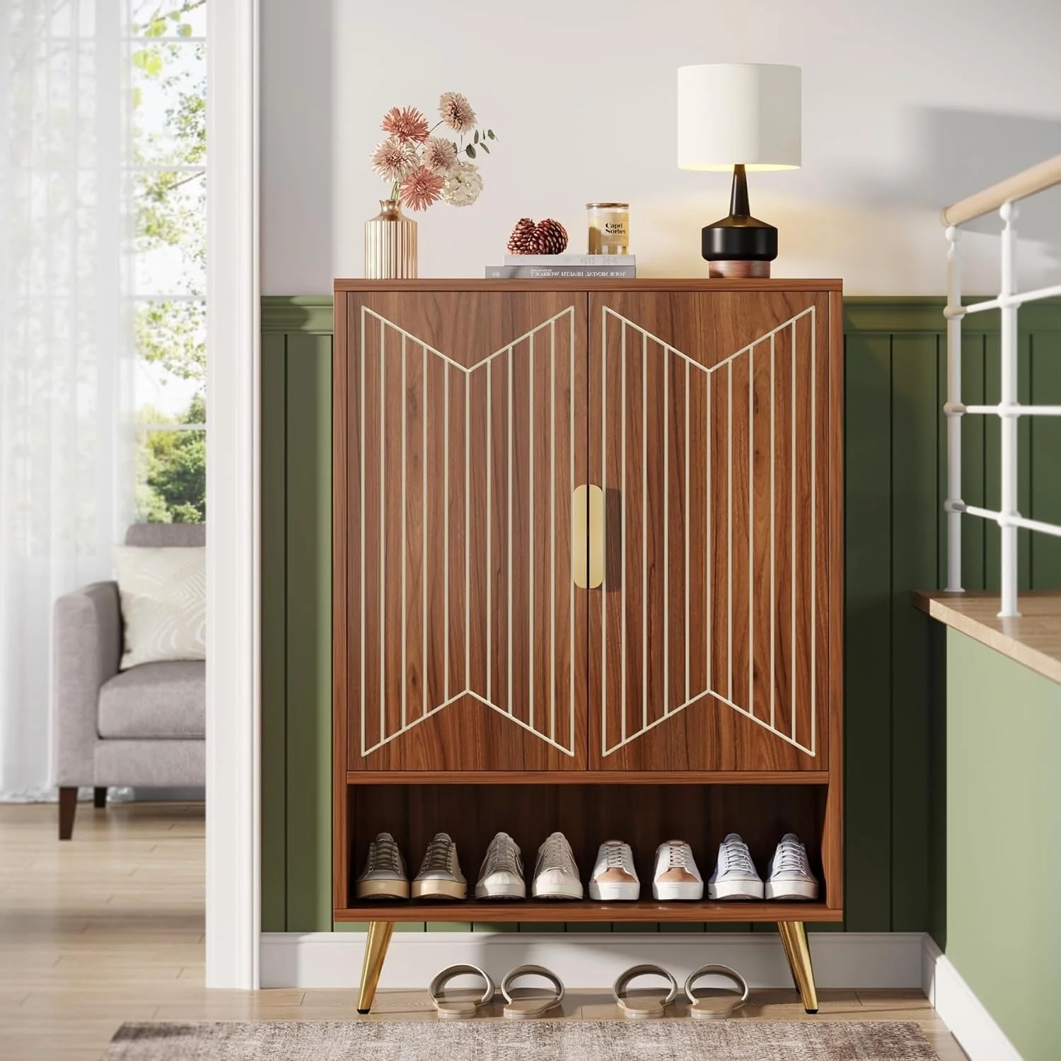 Shoe Cabinet with Doors, 25 Pair Shoe Storage Cabinet with Adjustable Shelves