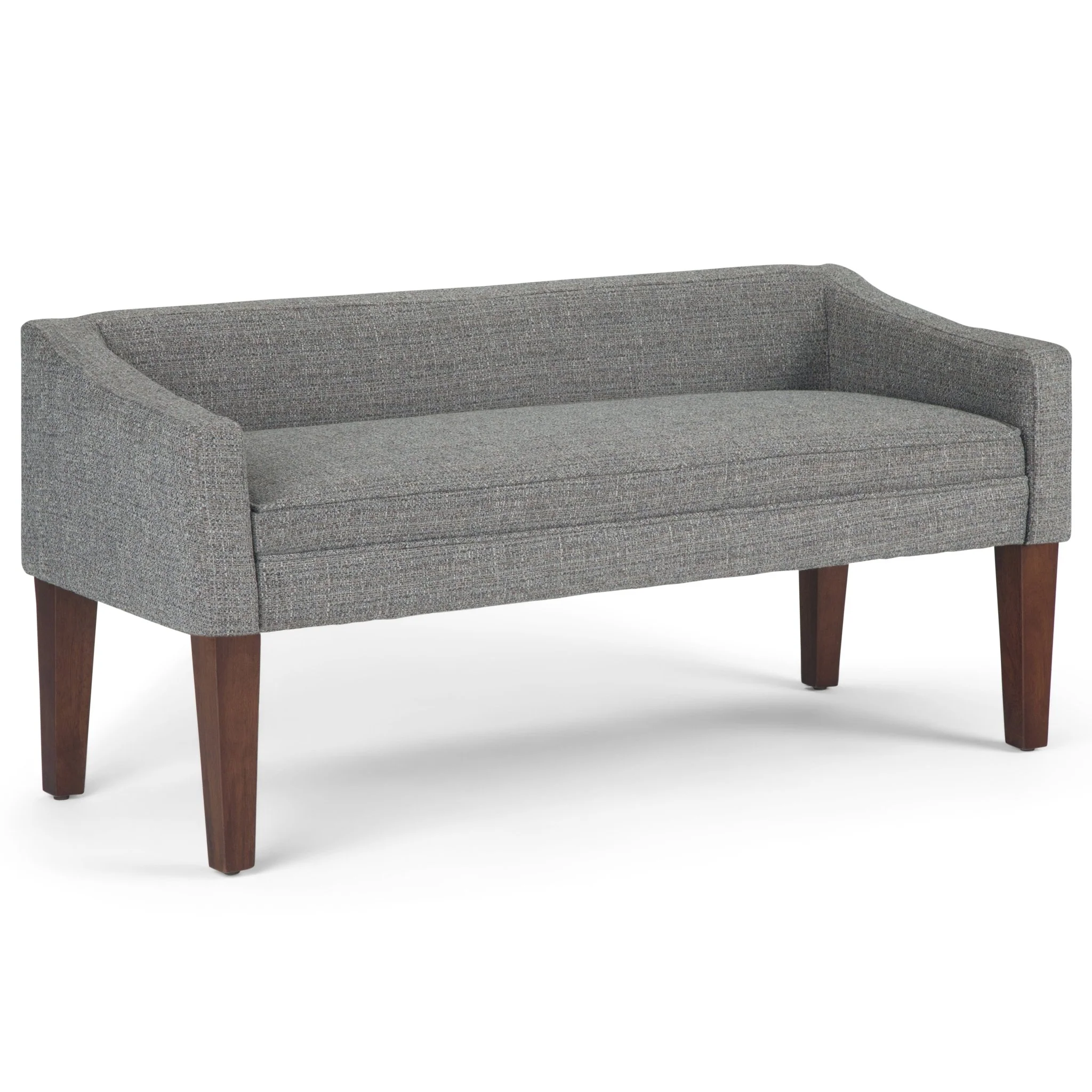 Wave Upholstered Bench with Low Back and Swooped Arms