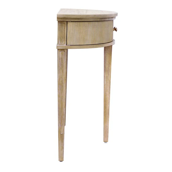 Demilune Console Table with Drawers and Bronze Knobs