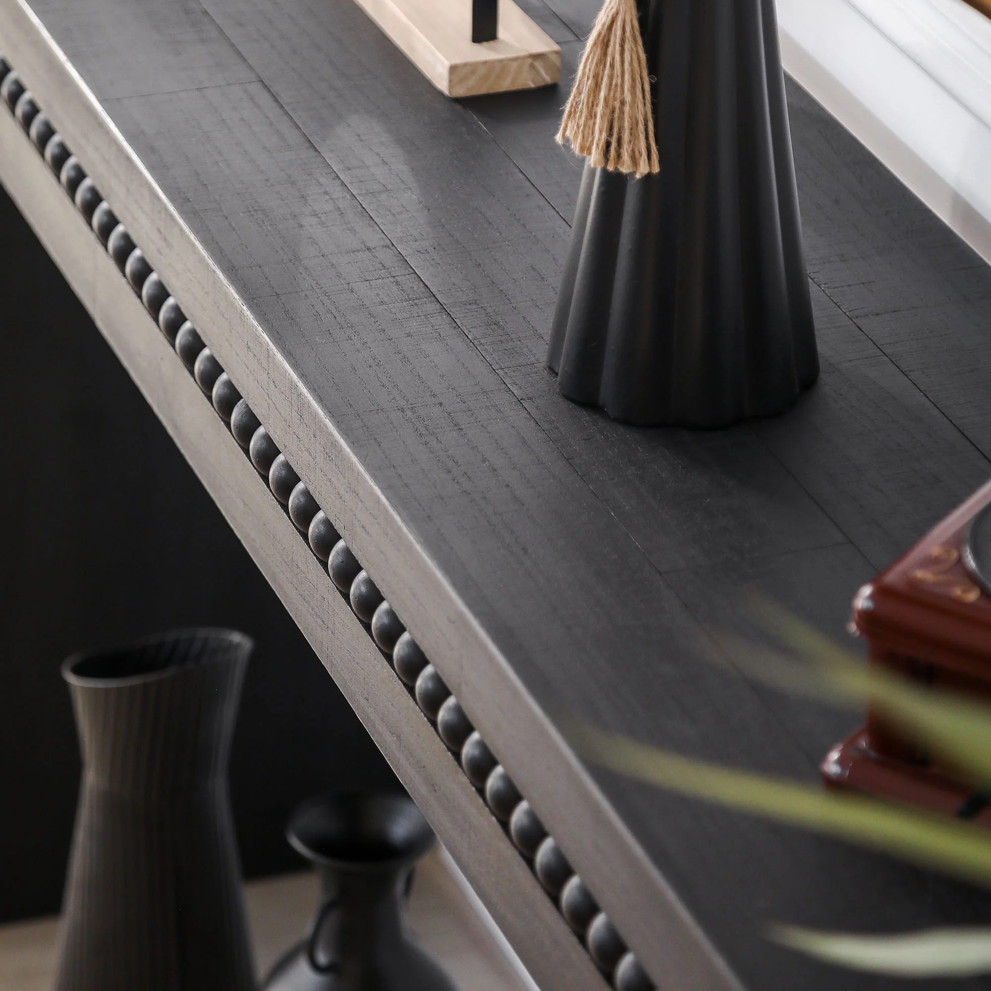 Beholden Console Table with Read Wood Beads Decoration