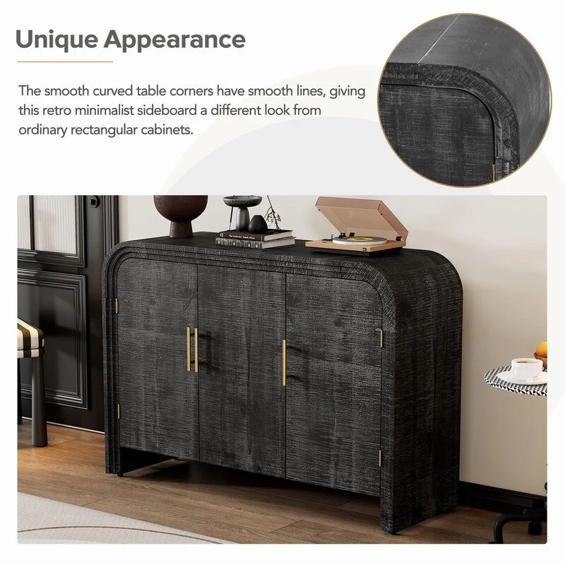 47.2''W Sideboard with Gold Handles and Adjustable Dividers - N/A