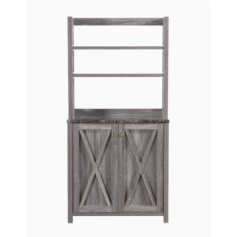 Figg Rustic Wood Multi-shelf Microwave Cabinet by Furniture of America