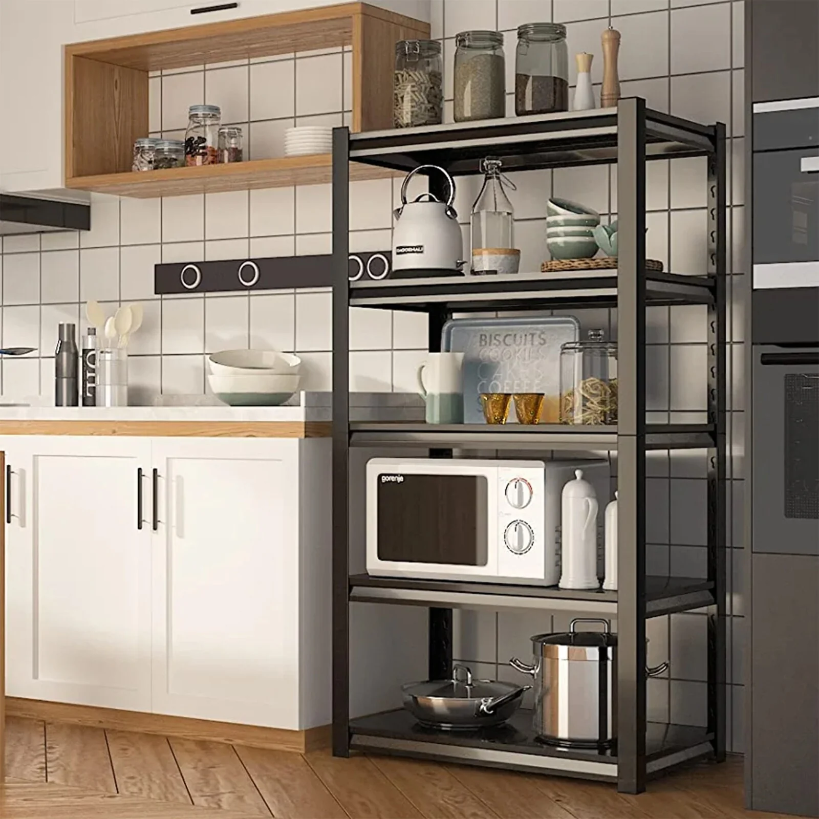 Movable Steel Shelves for Kitchen, Garage Shelves, Basement Shelving Utility Shelf Rack