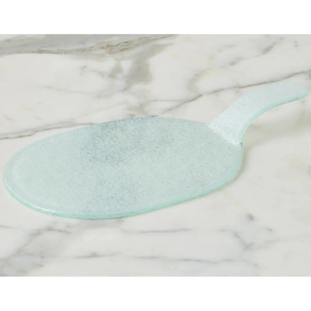 Mini Oval Glass Cheese Tray, White