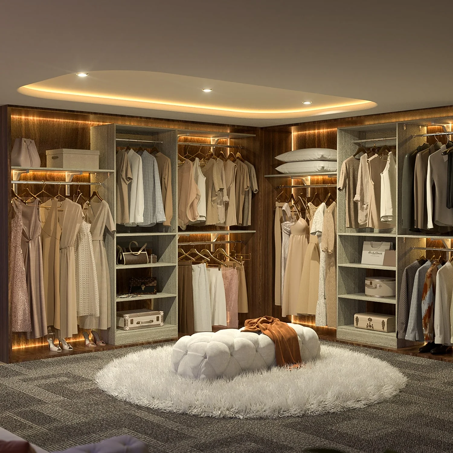 Rackcog 20-96'' W Closet System Starter Kit, Sturdy DIY Closet Organizer with 3 Winged Storage Shelves