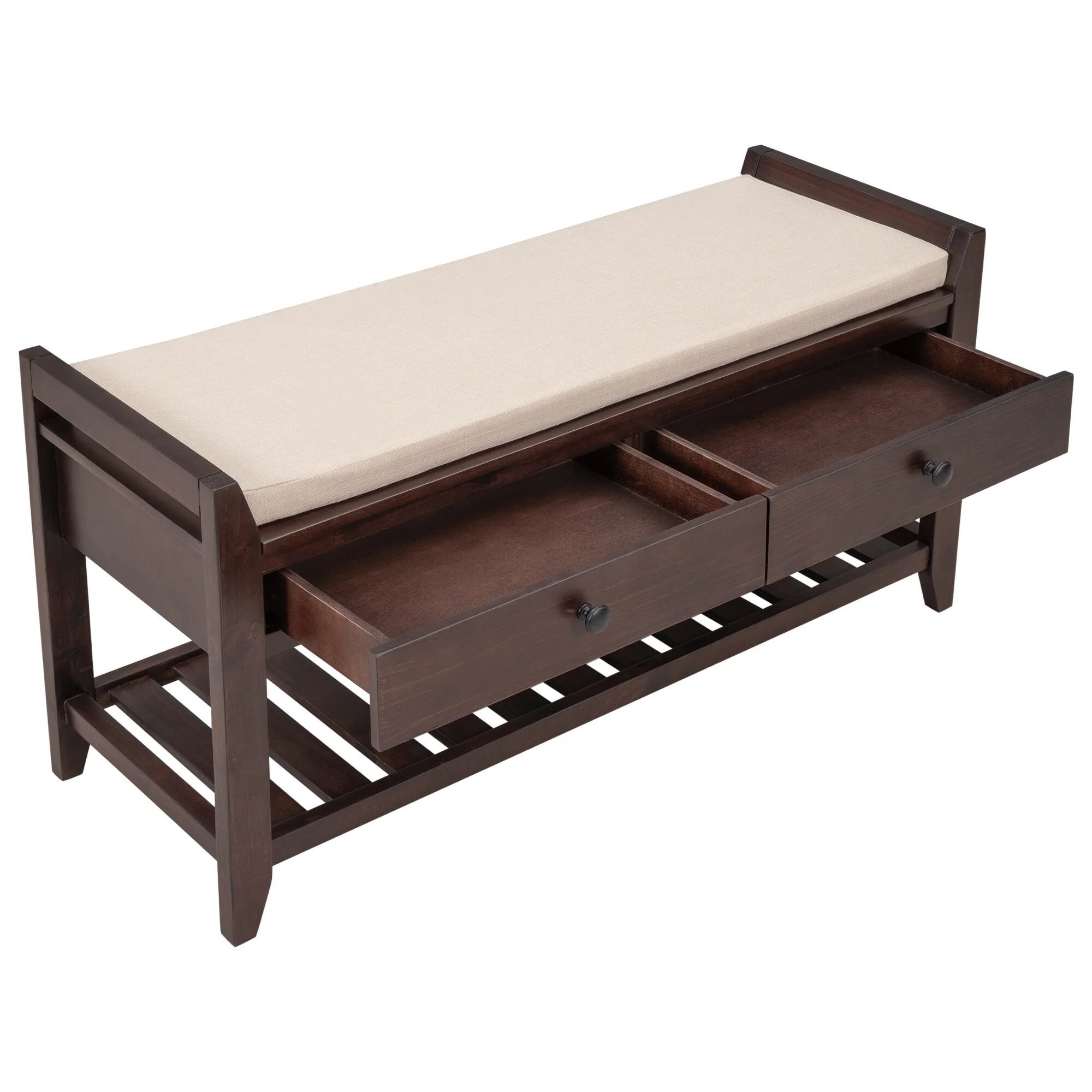 Multi-purpose Shoe Rack with Cushioned Seat and Drawers