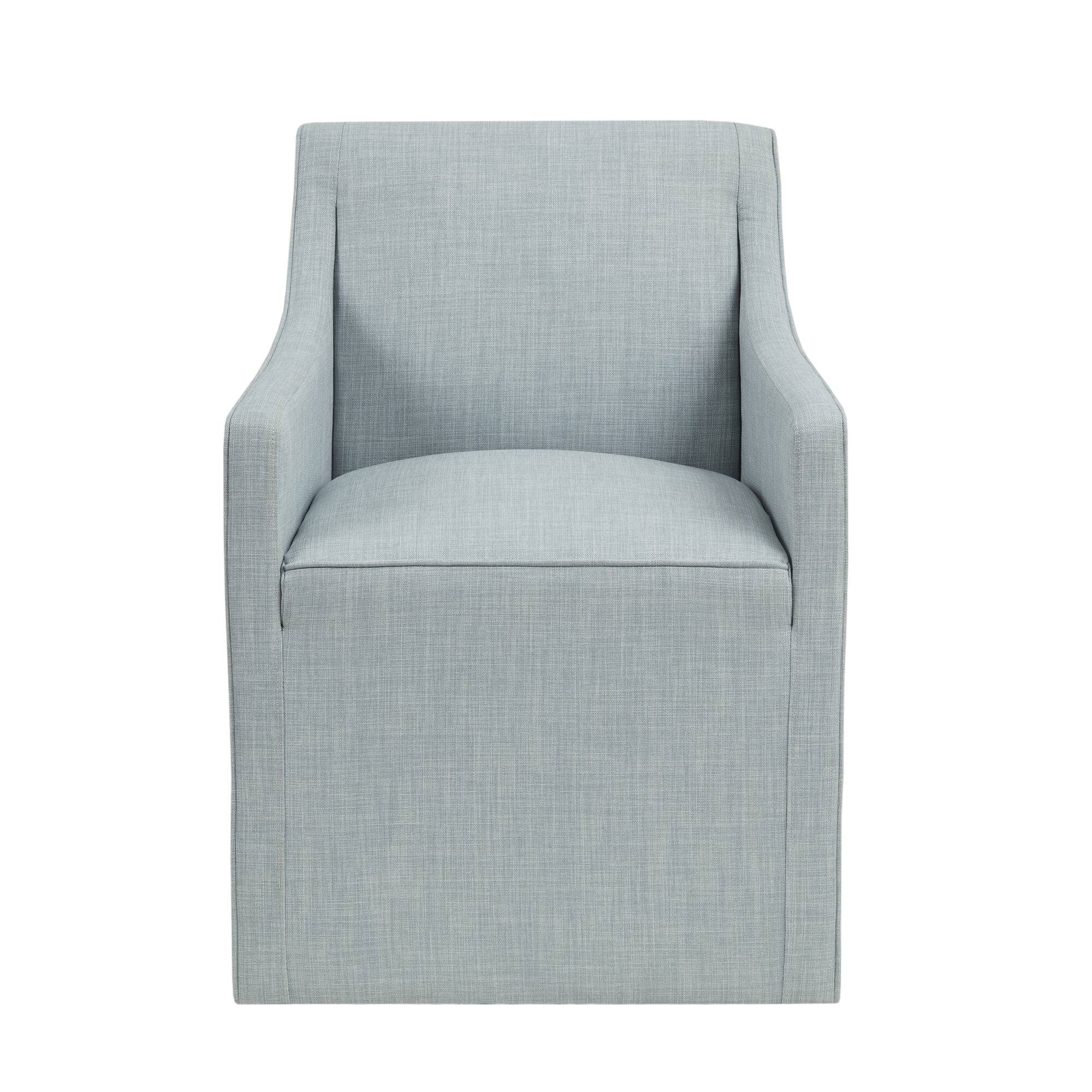 Upholstered Accent Chair with Hidden Casters and Sloped Arms