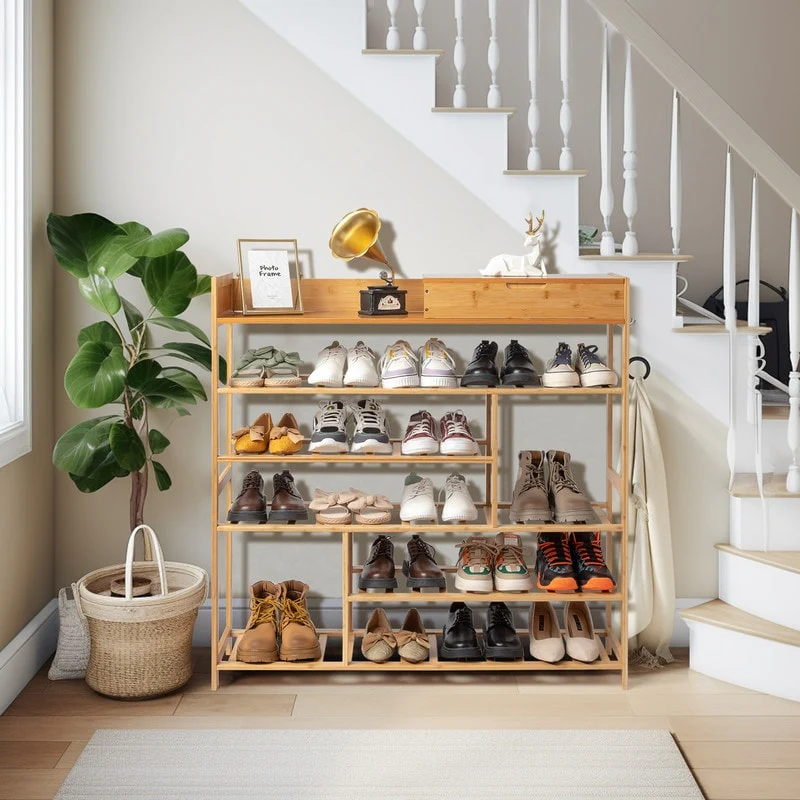 24-batten Bamboo Shoe Rack-6-Tier