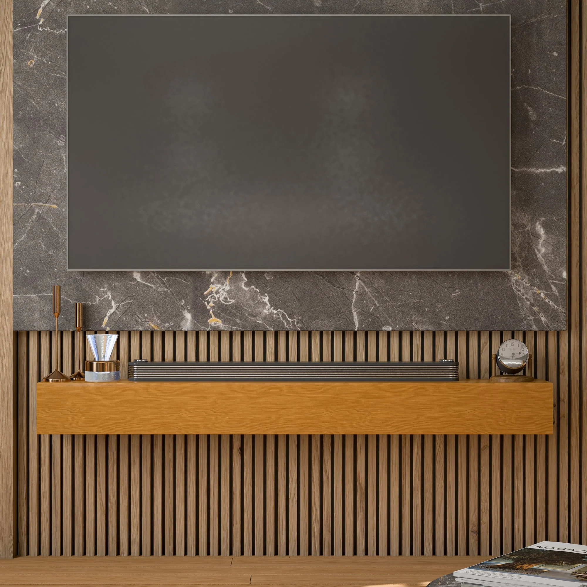 60'' Fireplace Mantel Wooden Wall Mounted Floating Shelf 8