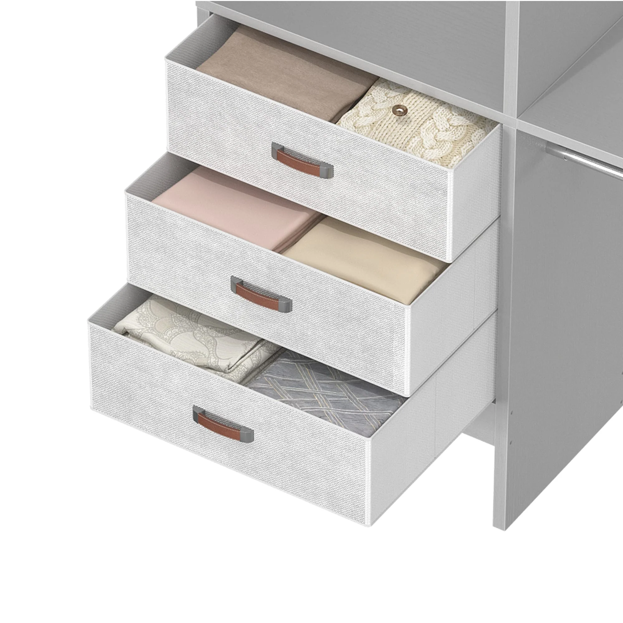 4FT Kid‘s Closet System with Fabric Drawers, DIY Closet Organizer with Adjustable Hanging Rods
