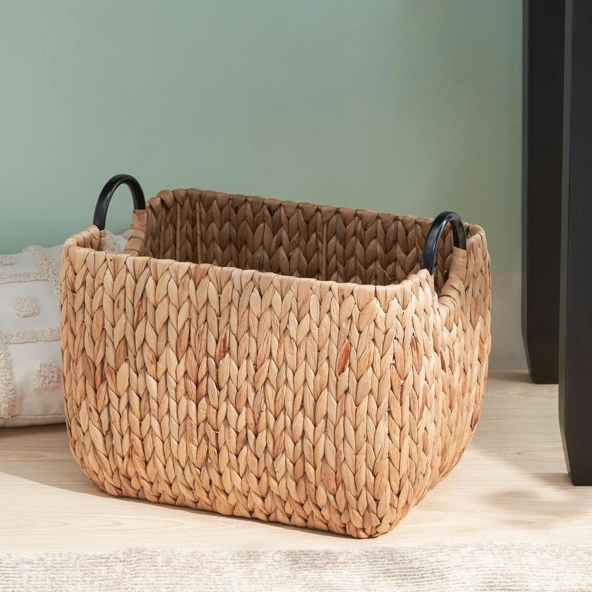 Ludmilla Rectangular Multi Purpose Water Hyacinth Woven Wicker Baskets with Handles - 16
