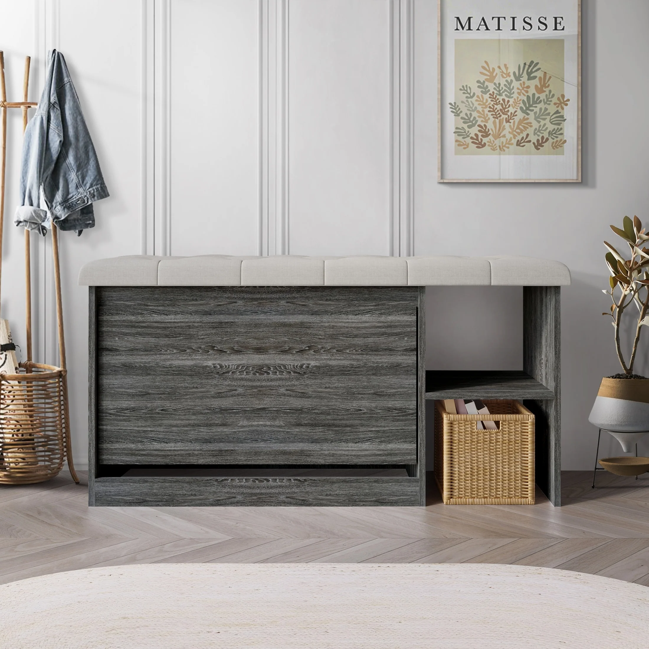 CraftPorch Multifunctional Flip-Drawer Storage Shoes Bench