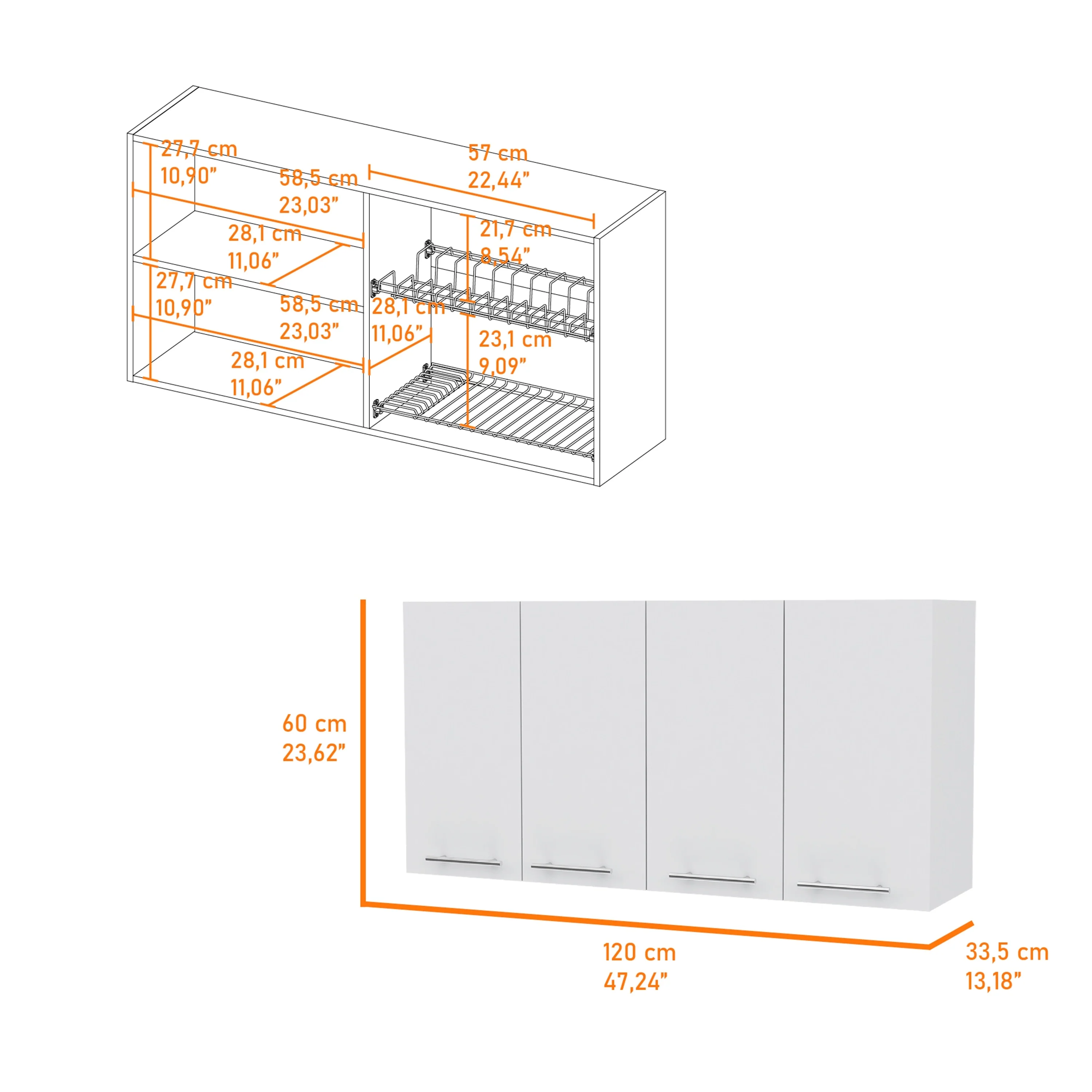 FM Furniture Sitka Wall Cabinet, Two Spacious Divisions