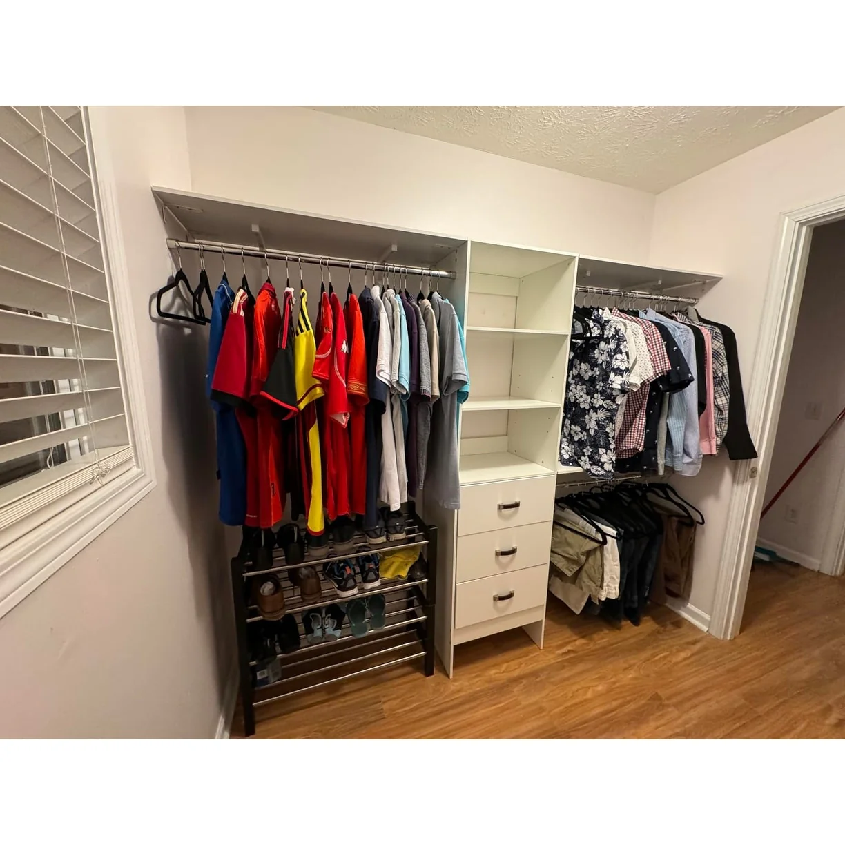 Rackcog 120'' Closet Organizer with Drawers, Closet System with DIY Shelves for Reach-in and Walk-in Closet