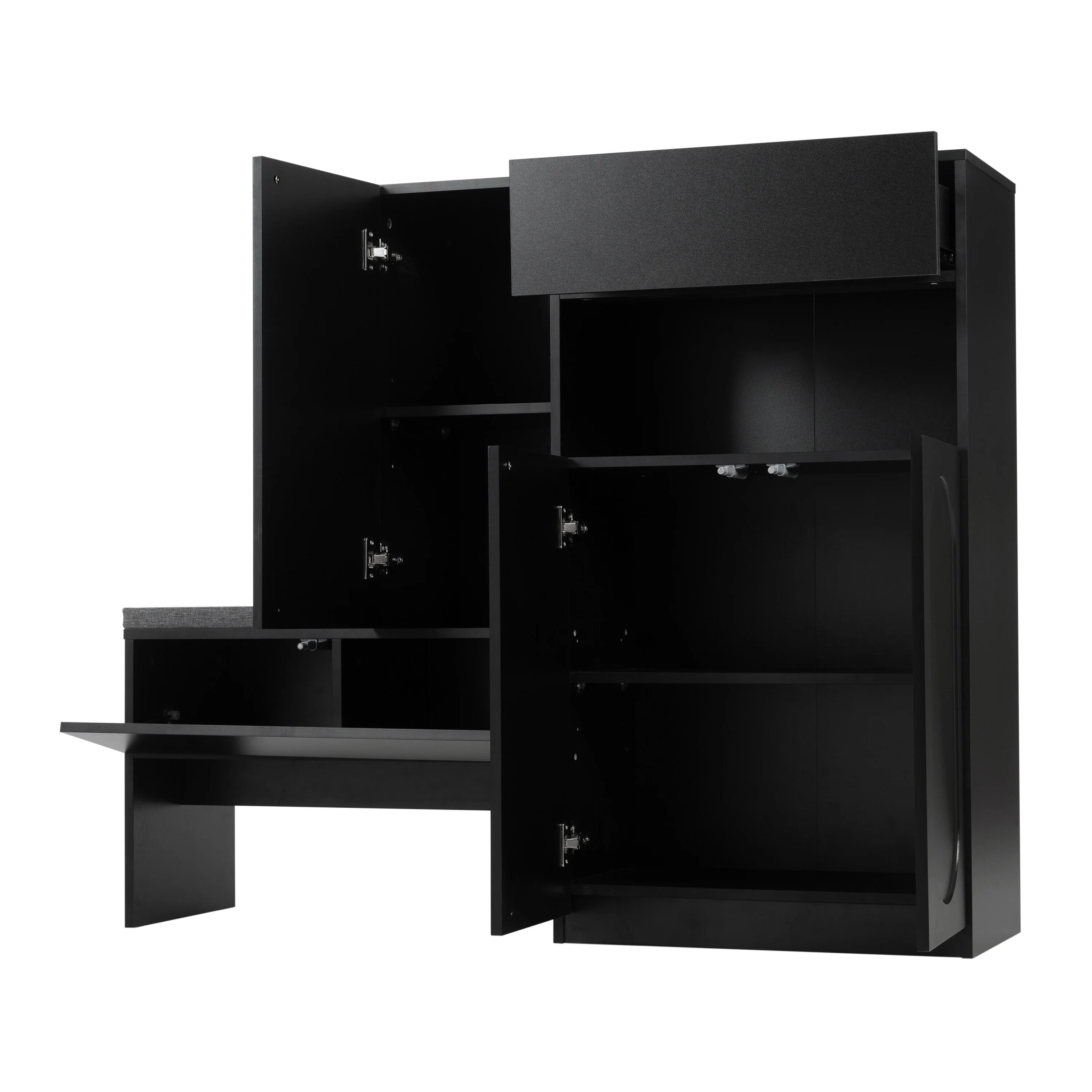2-in-1 Shoe Cabinet with Bench, Entryway Storage Cabinet, Space-Saving Shoe Rack Organizer with Adjustable Shelves