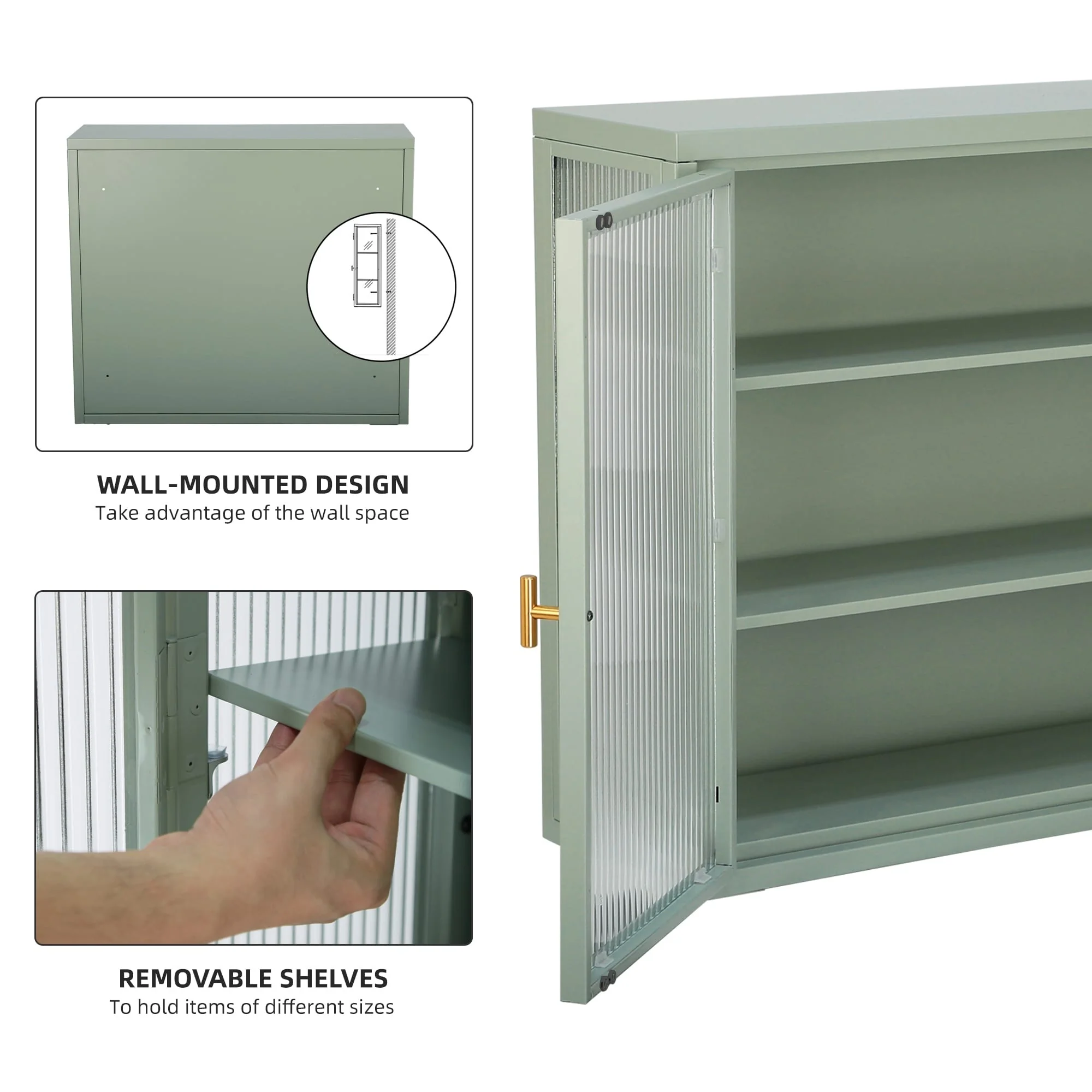 Retro Style Glass Door Wall Cabinet