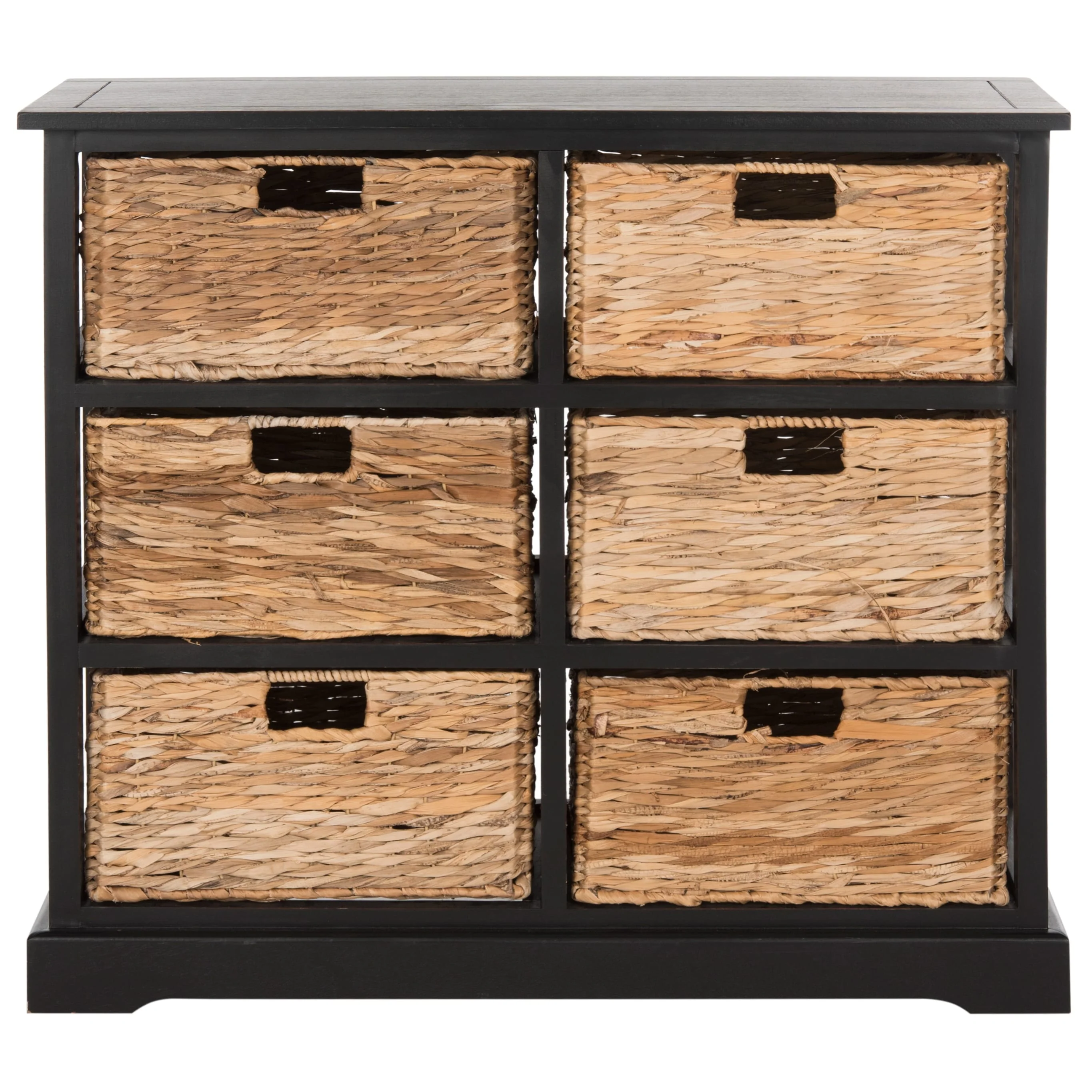 SAFAVIEH Fidelia Distressed Black 6-Drawer Wicker Basket Storage Chest - 32.1