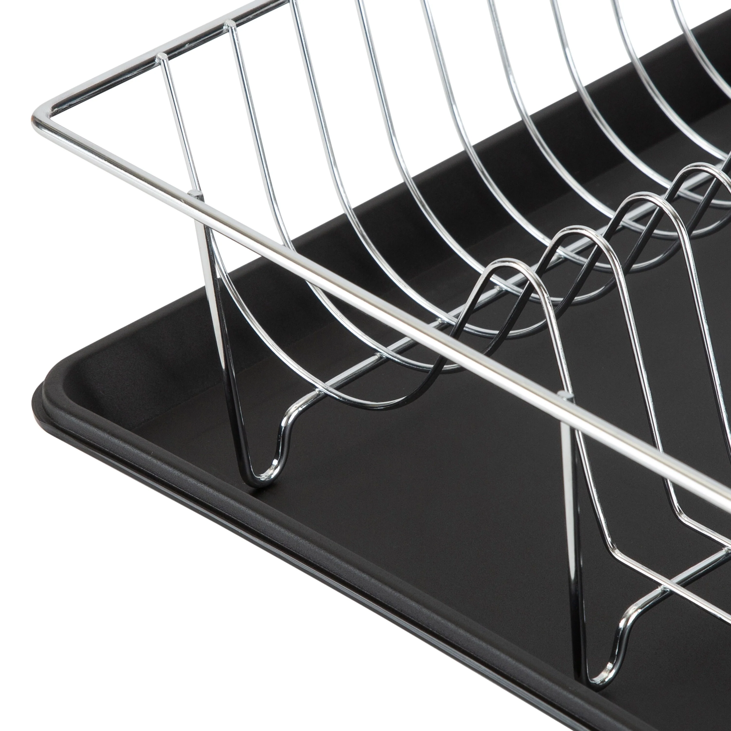 Simply Kitchen Details Chrome and Black Iron 3-piece Dish Rack With Tray - 19