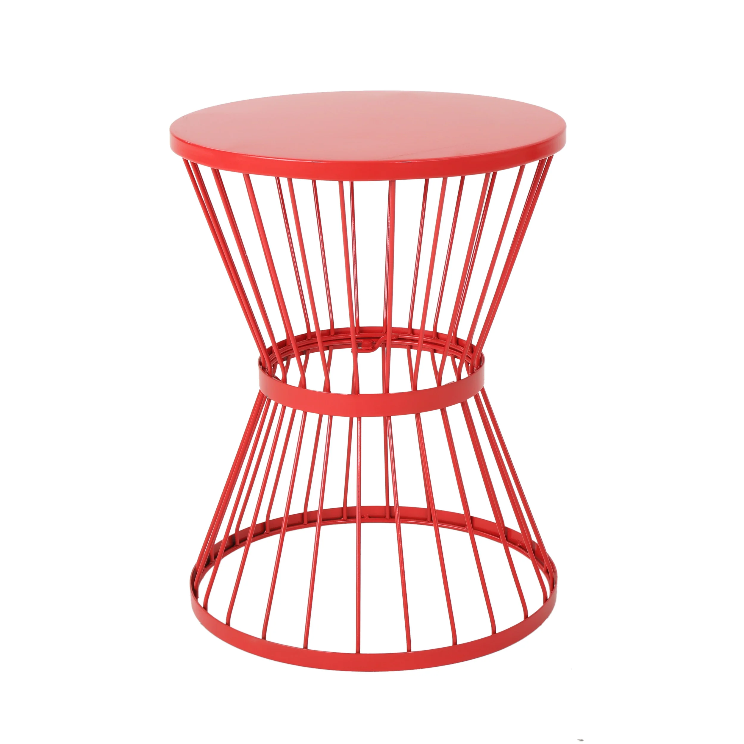 Outdoor Side Table with Hourglass Shape and Circular Tabletop