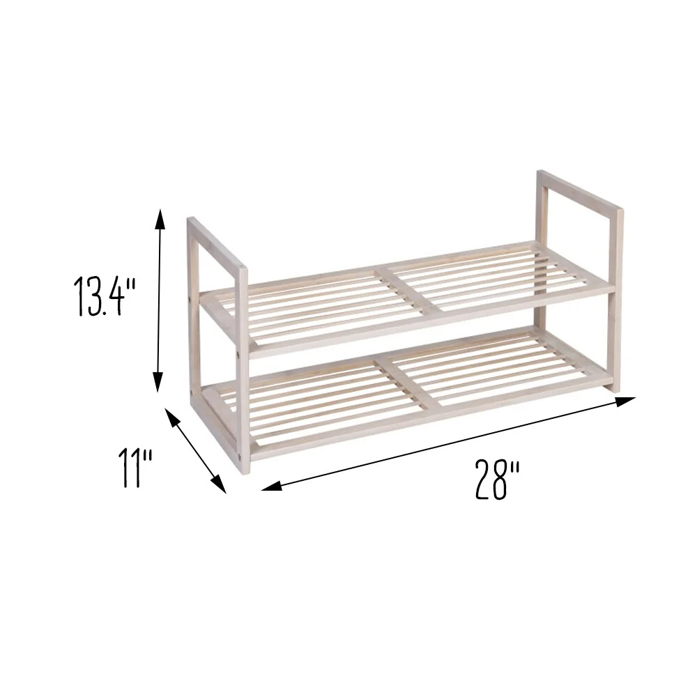 Honey-Can-Do White Wash 2-Tier Stackable 6-Pair Shoe Rack