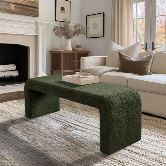 Goldmine Upholstered Bench with Curved Seat