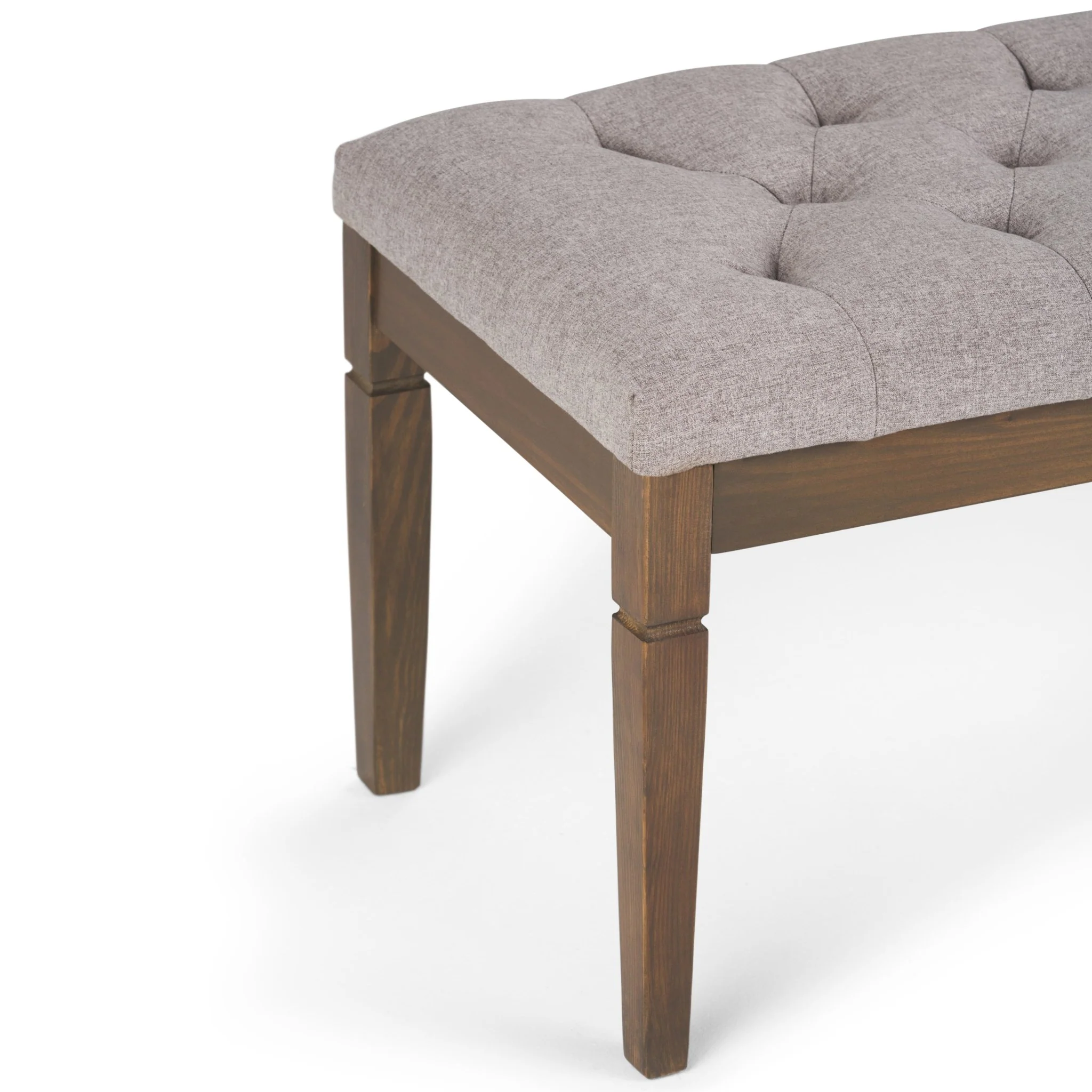 Hushed Upholstered Tufted Ottoman Bench with Carved Legs
