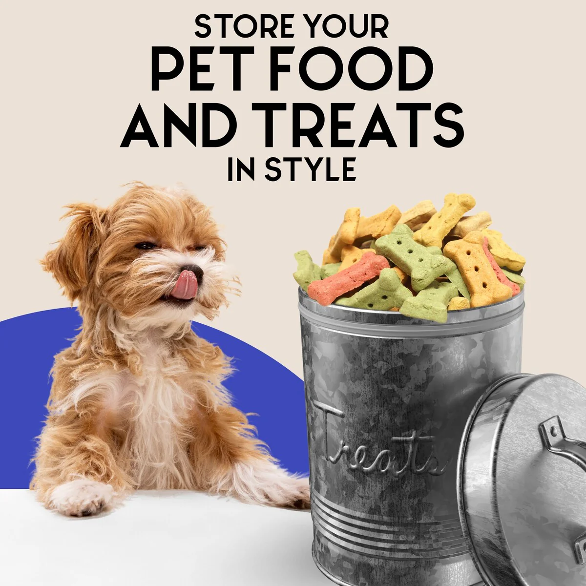 Amici Home Retro Treats Storage Canister With Lid for Pet Food