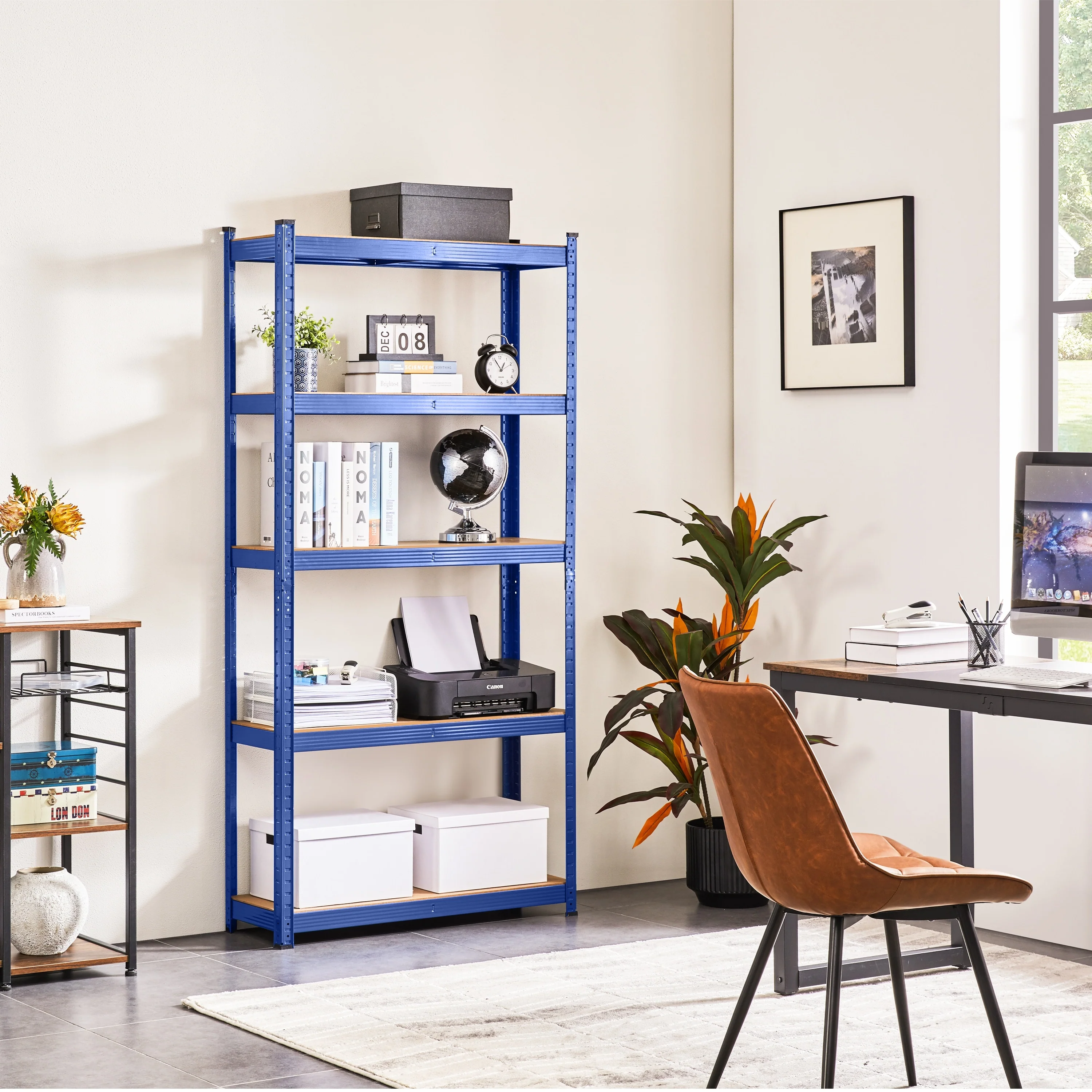 Yaheetech Adjustable 5-Tier Shelf Metal Storage Rack for Home/Office/Garage - 35.5″ L × 12″ W × 71″ H