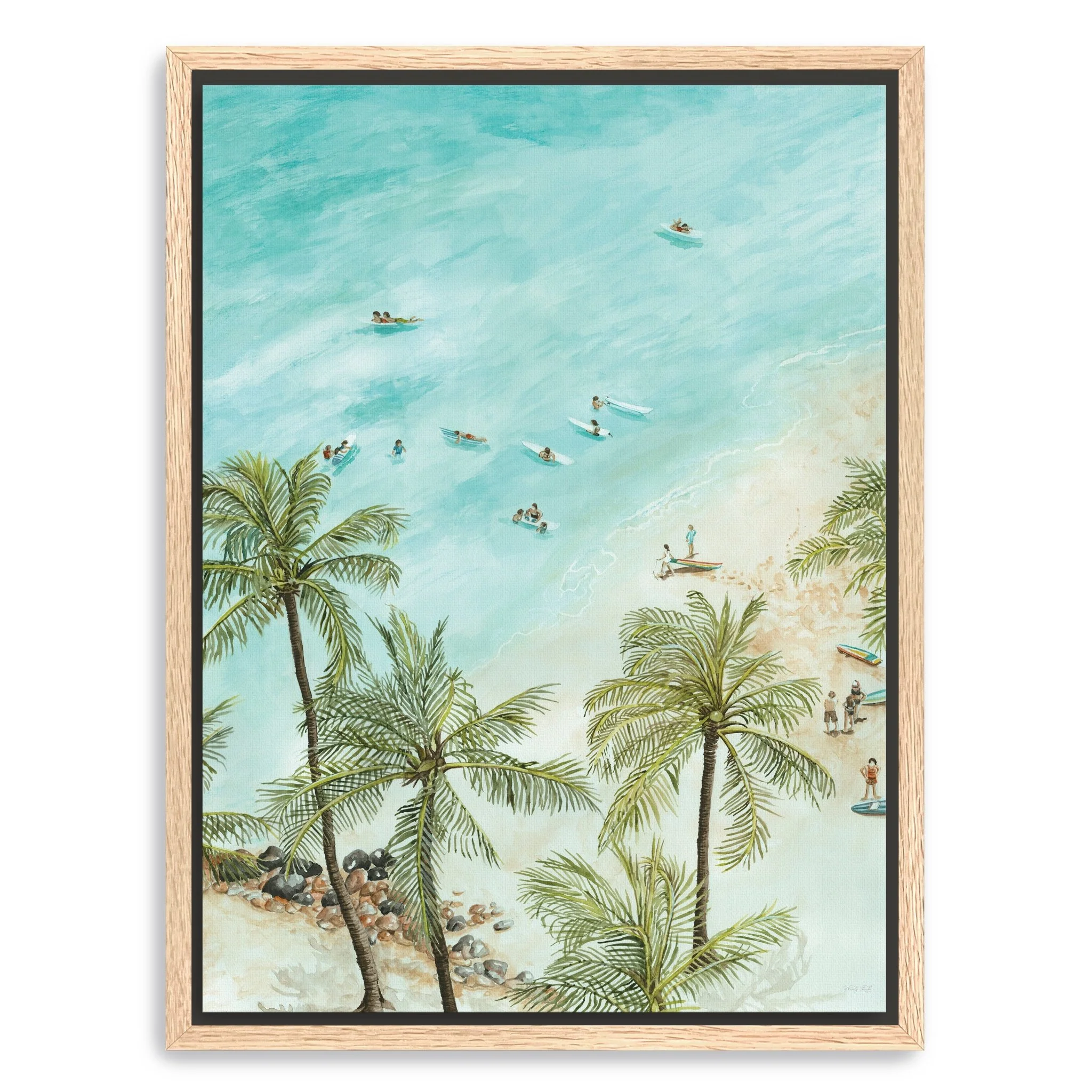 Surfers From Afar Canvas Giclee Wall Art
