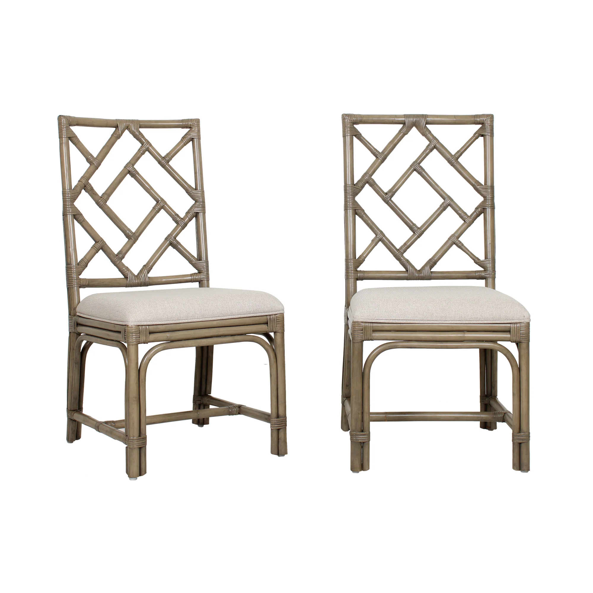 Chippendale Rattan Dining Chair Gray, Set of 2