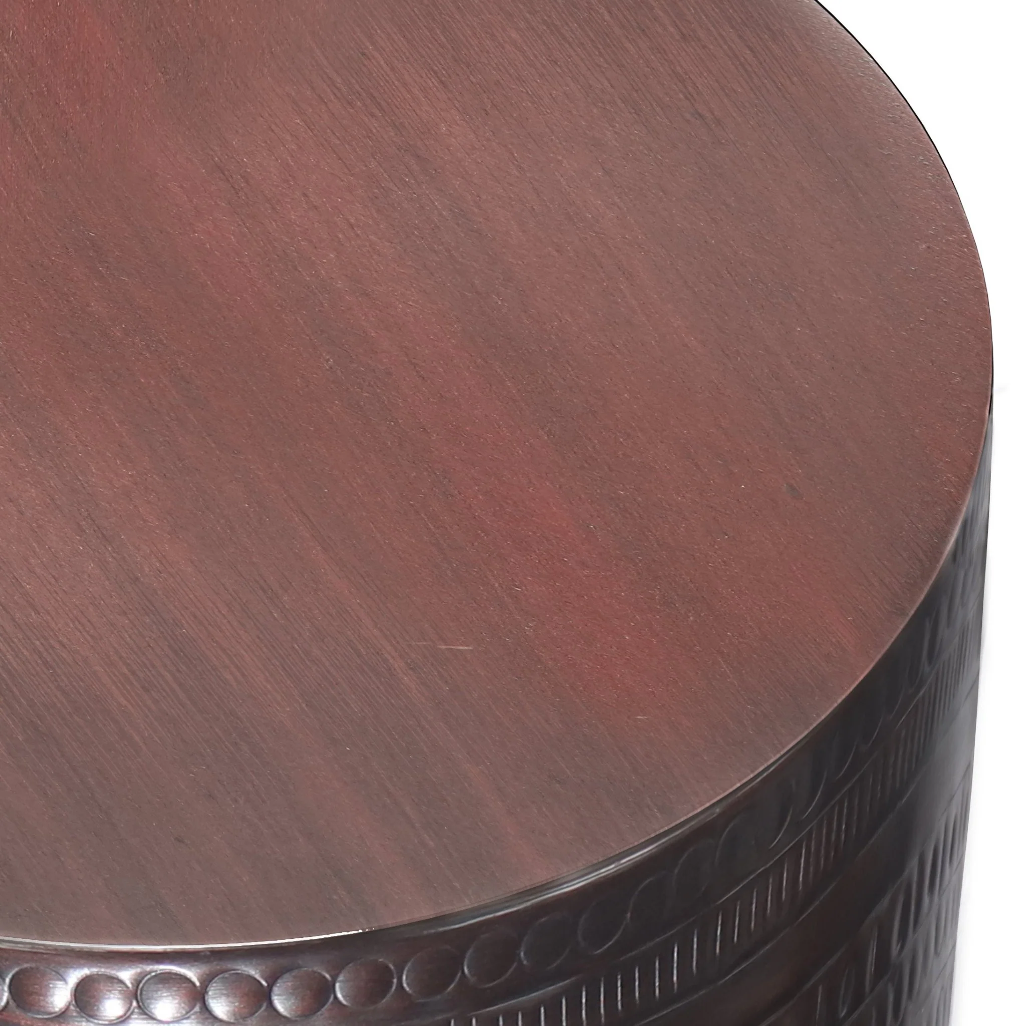 Heights Solid Metal Drum-Shaped Accent Table with Distinctive Texture