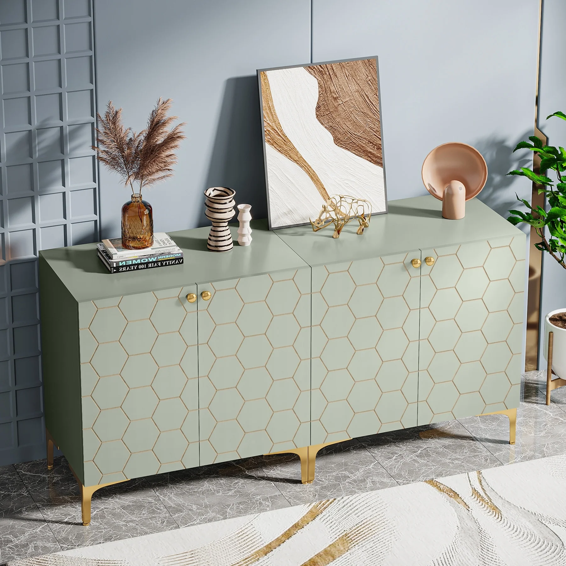 31.5'' Modern Accent Storage Cabinet for Living Room Kitchen (Set of 2 )