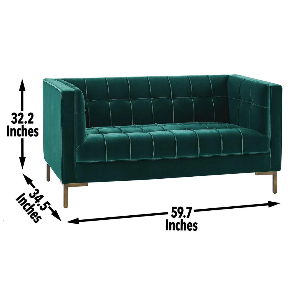 Isaac - Stitch Velvet Loveseat - Green