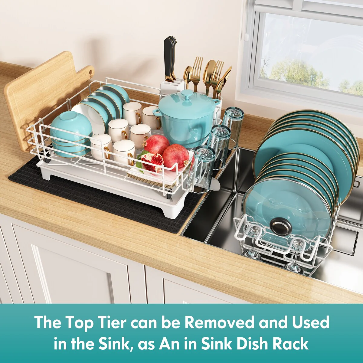 JASIWAY 2 Tier Kitchen Stainless Steel Dish Rack