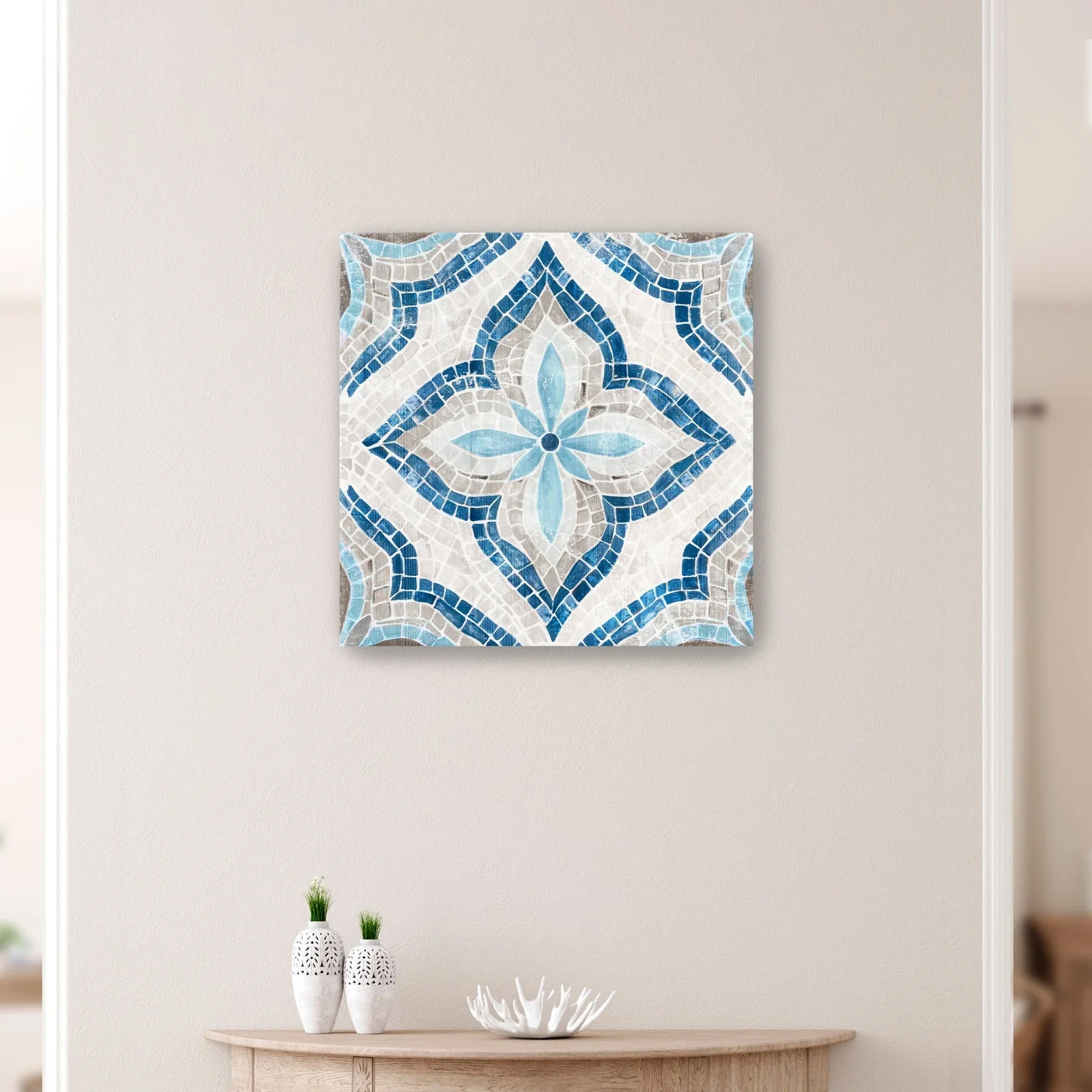 Blue Single Morrocan Tile Canvas Giclee Wall Art