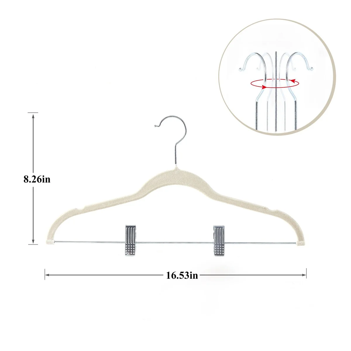 Javlergo 20-Pack Velvet Clothes Hangers, 16.5in Heavy-Duty Hangers with Adjustable Clips, Non-Slip, Space-Saving