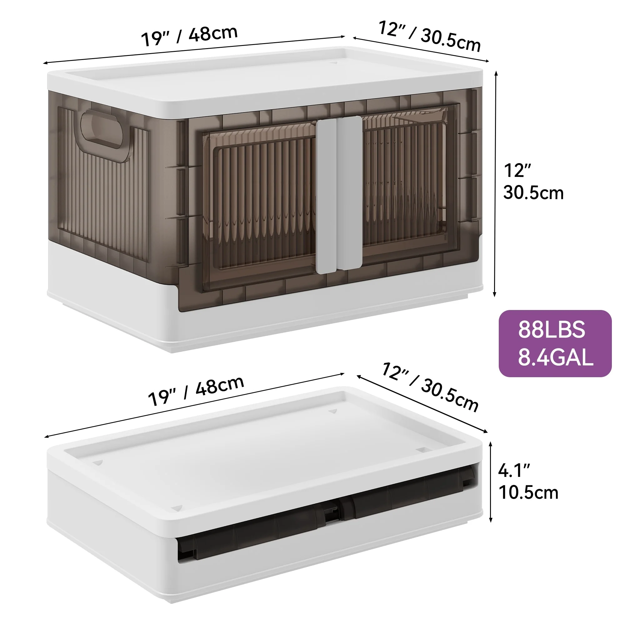 Moasis Plastic Storage Closet Stackable Side Opening Collapsible Storage Box - 3 Pcs