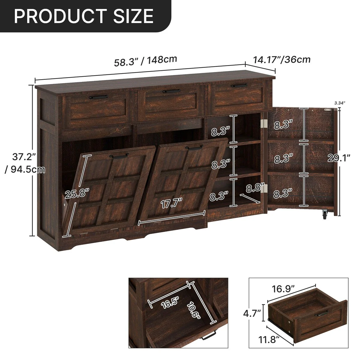 Kitchen Island With Double Tilt Out Trash Can Cabinet