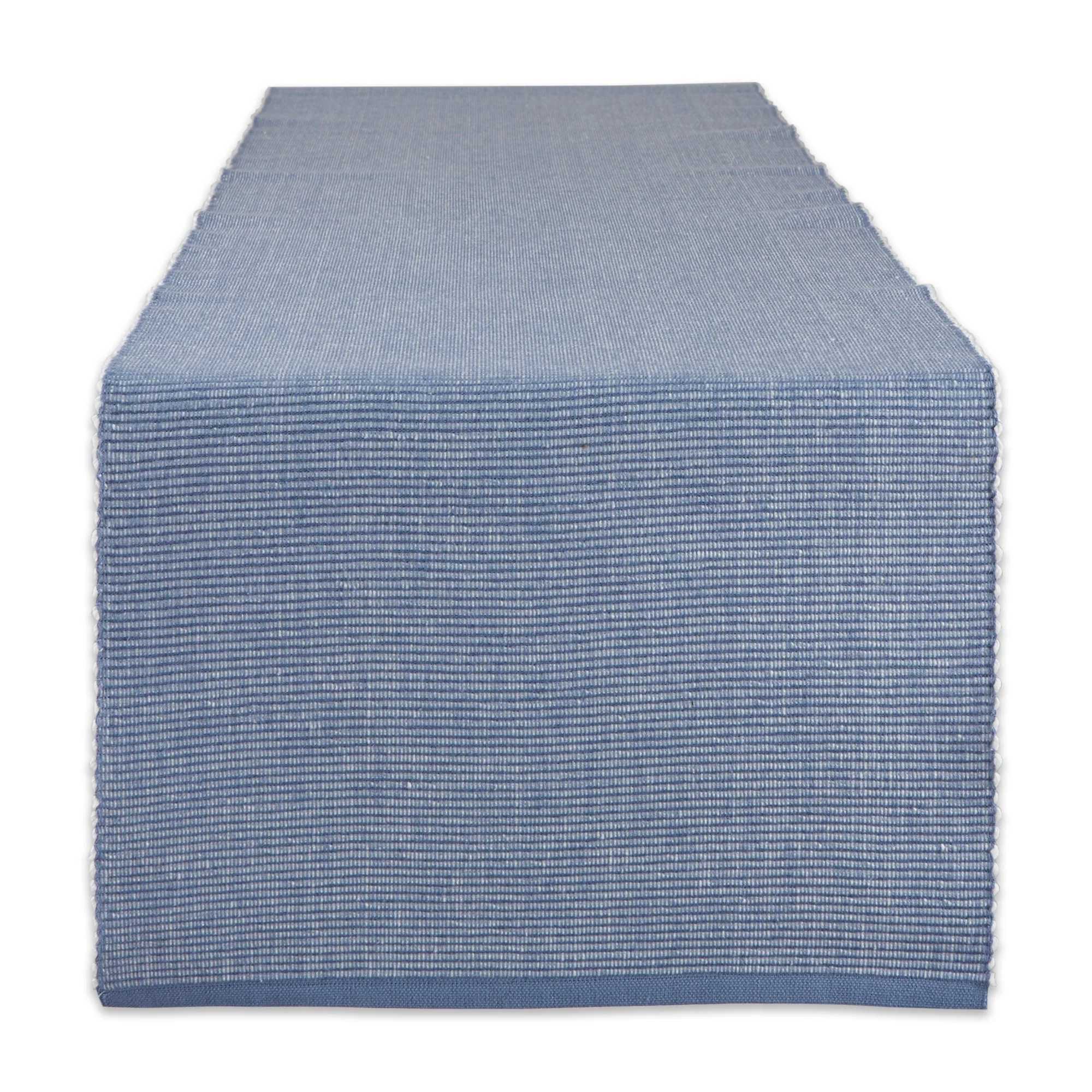 Stonewash Blue/White 2-Tone Ribbed Table Runner 13X108