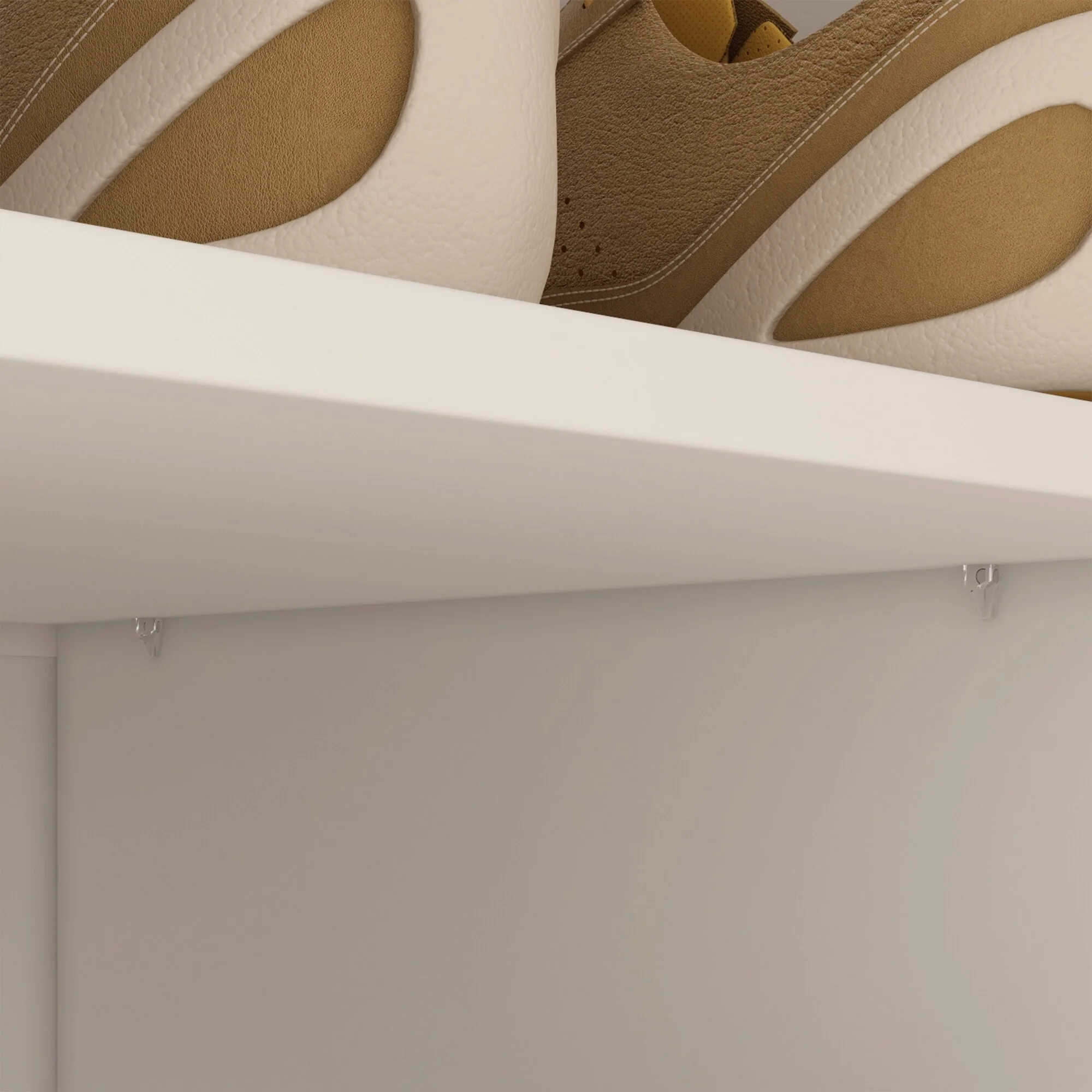 Multi-Functional White Shoe Cabinet with Adjustable Shelves Entryway