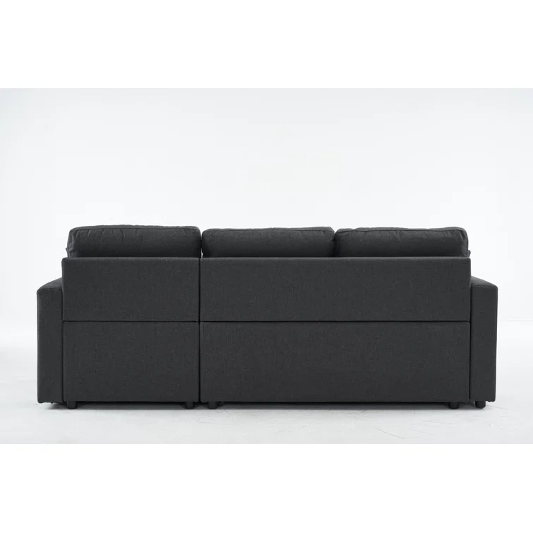 Cidalino 83'' Upholstered Sleeper Sofa Chaise with Storage& 2 Cup Holders