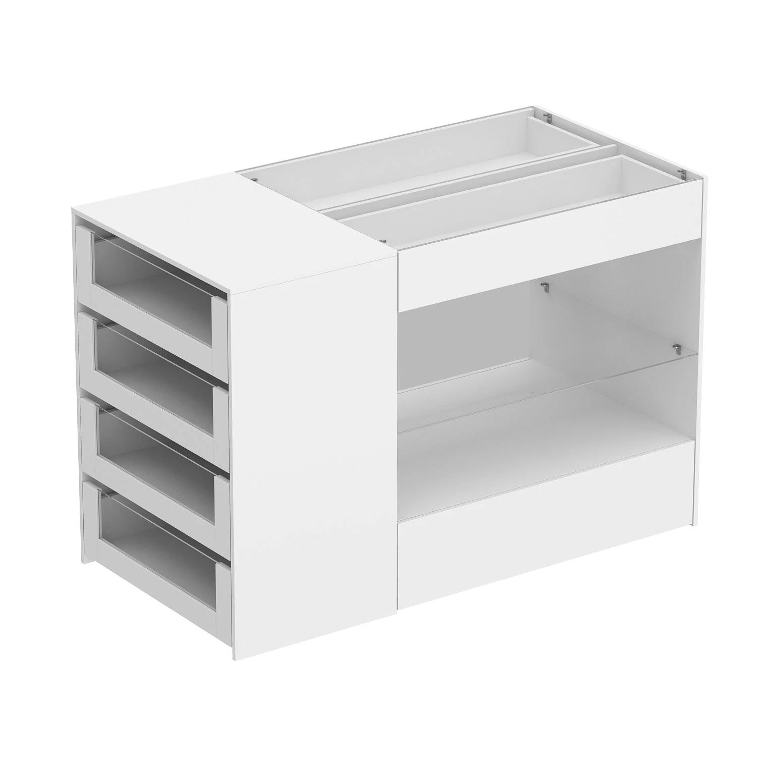 Dressing Island with Glass Shelves Spacious White Organizer Closet - 47.2