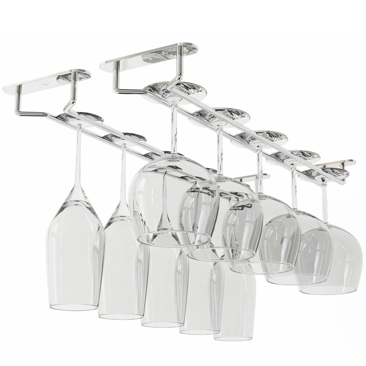 Wallniture Brix Stemware Wine Glass Rack Under Cabinet Storage Metal Glass Hanger (Set of 2)