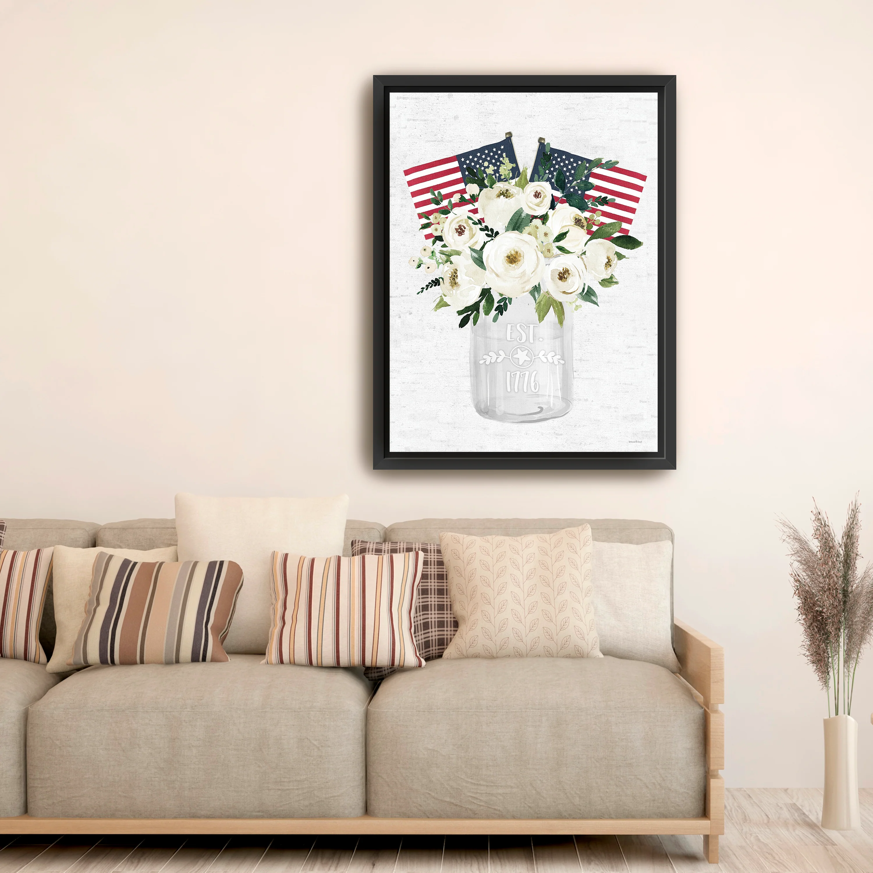 Flowers and Flags Est. 1776 Canvas Giclee