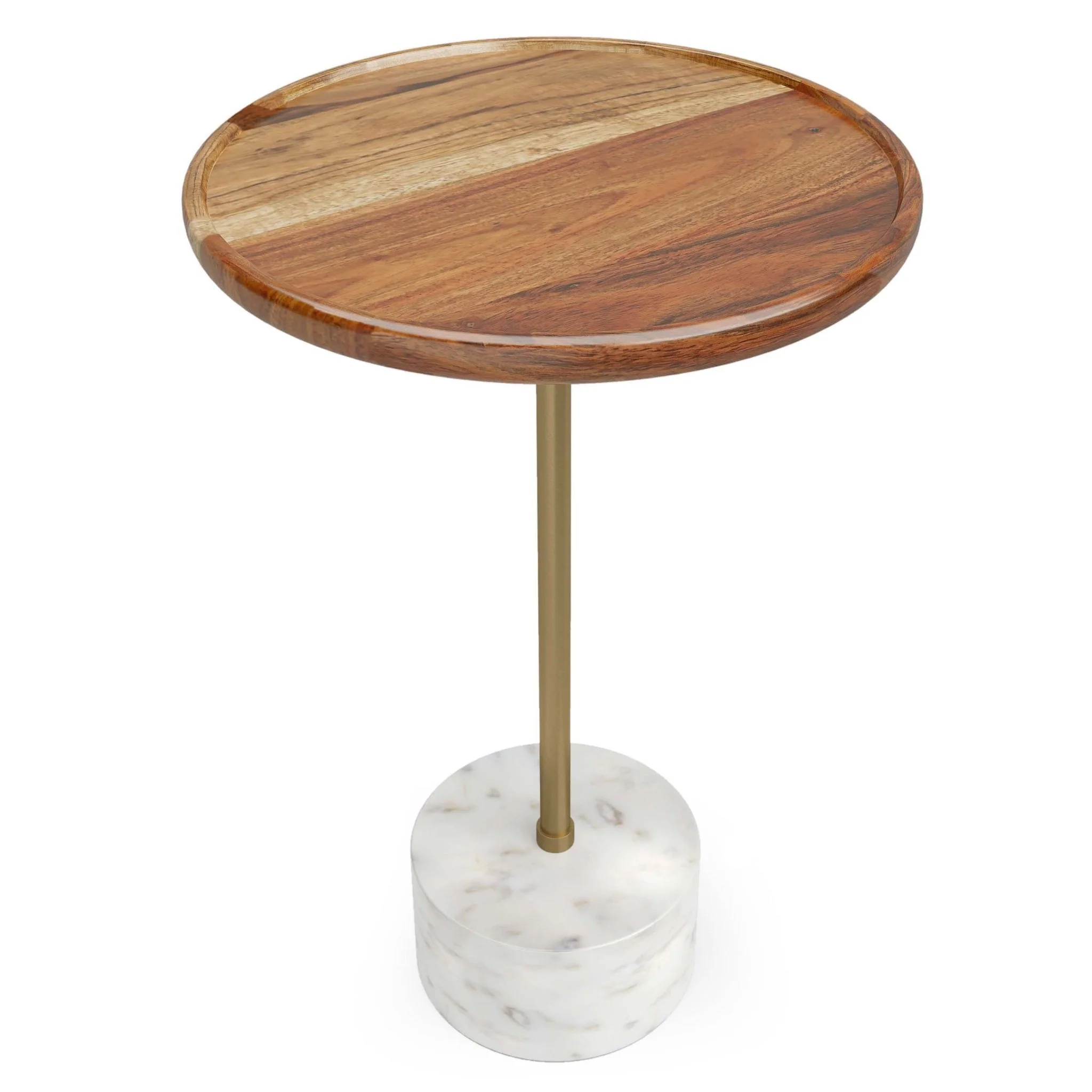 Side Table with Acacia Wood Top and Marble Base
