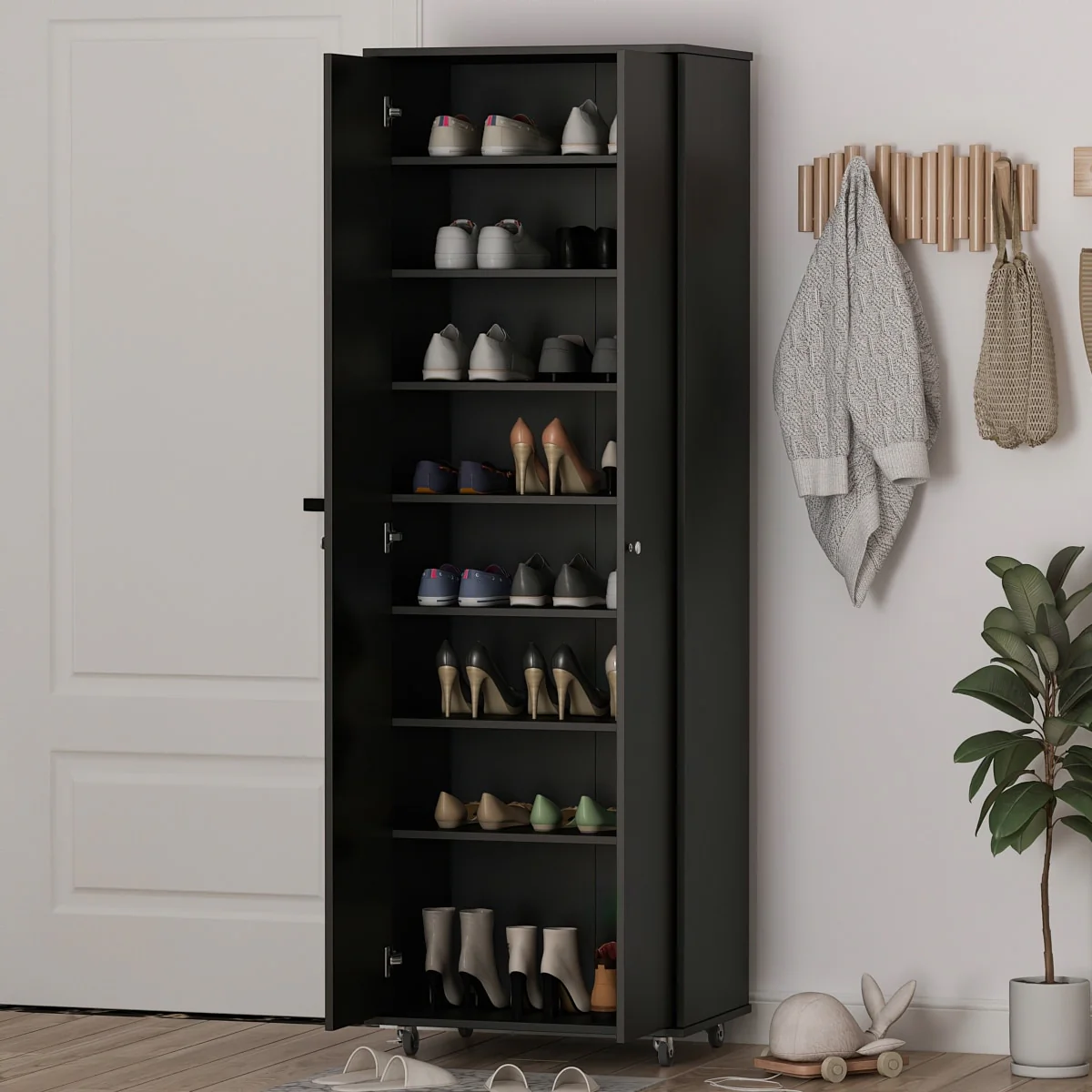 2-Doors 9 Tires Shoes Cabinet With Large Storage Space