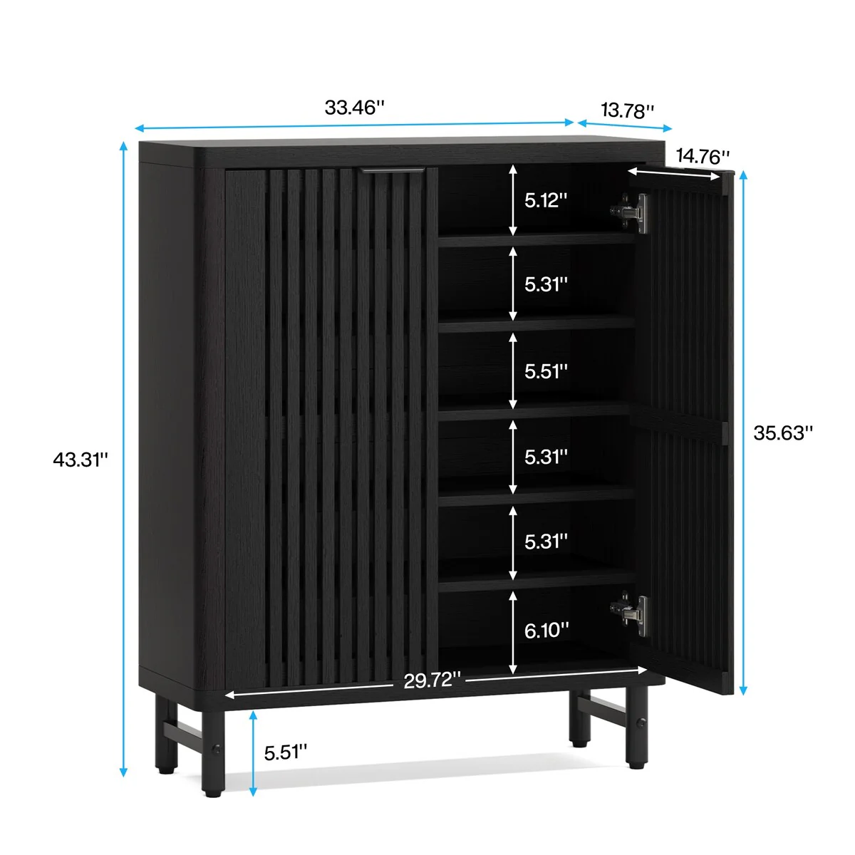 Large Modern Shoe Storage Cabinet with Adjustable Shelves